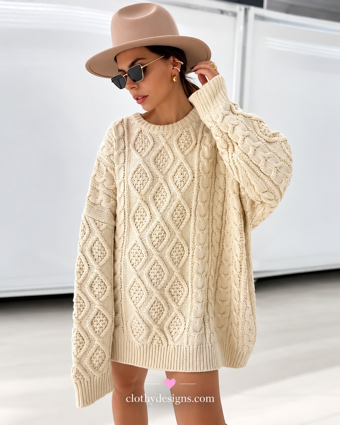 Women’s Fall Winter Twist Knit Oversized Sweater – Casual Long Sleeve Pullover